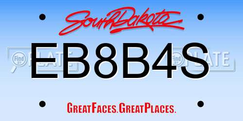 EB8B4S South Dakota License Plate