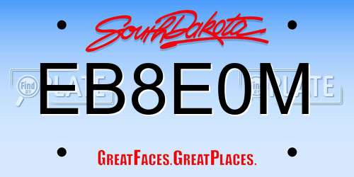 EB8E0M South Dakota License Plate