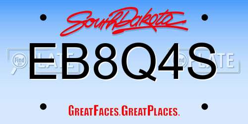 EB8Q4S South Dakota License Plate