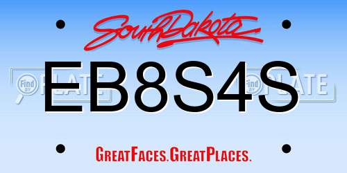 EB8S4S South Dakota License Plate