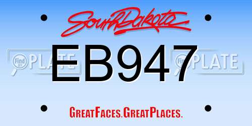 EB947 South Dakota License Plate