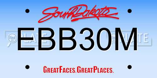 EBB30M South Dakota License Plate