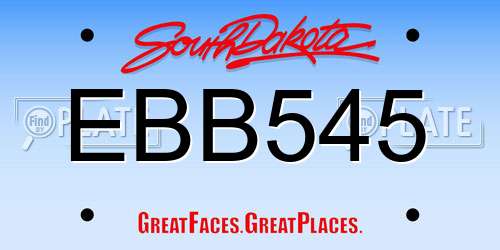 EBB545 South Dakota License Plate