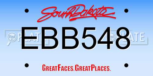 EBB548 South Dakota License Plate