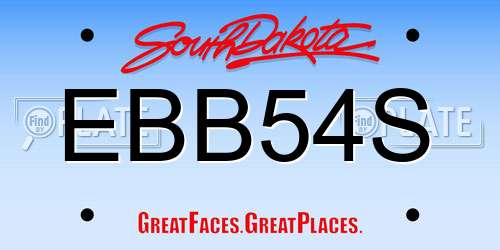 EBB54S South Dakota License Plate
