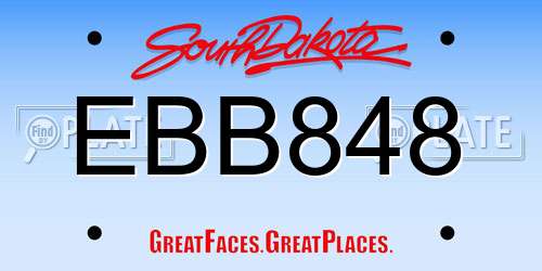EBB848 South Dakota License Plate
