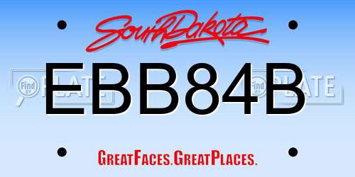 EBB84B South Dakota License Plate