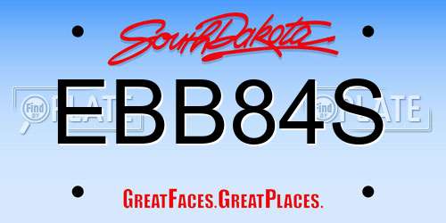 EBB84S South Dakota License Plate