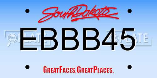 EBBB45 South Dakota License Plate