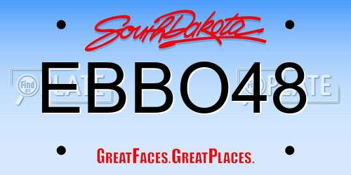 EBBO48 South Dakota License Plate
