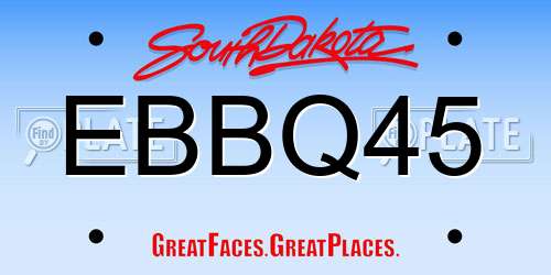 EBBQ45 South Dakota License Plate