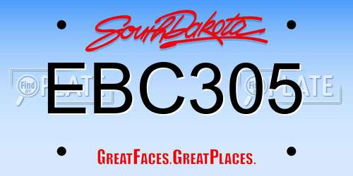 EBC305 South Dakota License Plate