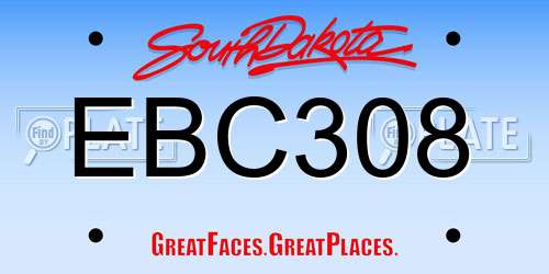 EBC308 South Dakota License Plate