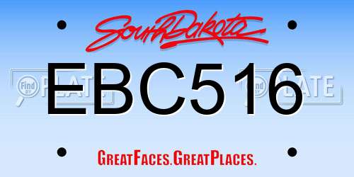 EBC516 South Dakota License Plate