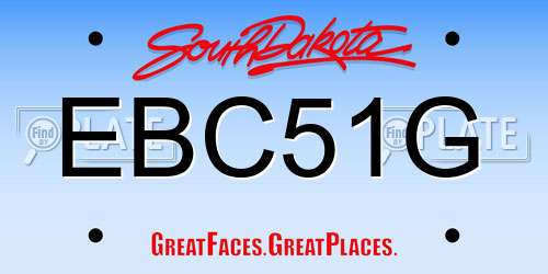 EBC51G South Dakota License Plate