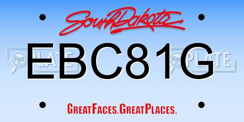 EBC81G South Dakota License Plate