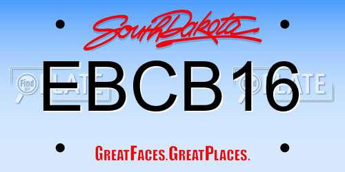 EBCB16 South Dakota License Plate