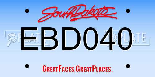 EBD040 South Dakota License Plate