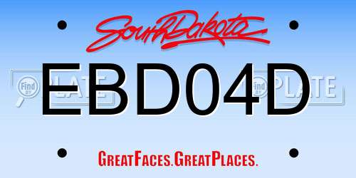 EBD04D South Dakota License Plate