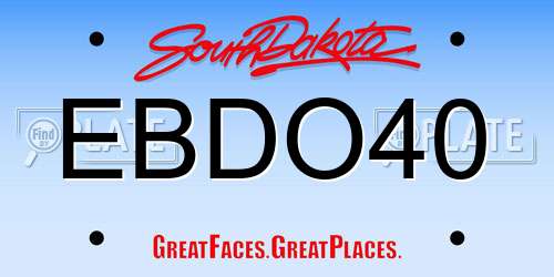 EBDO40 South Dakota License Plate