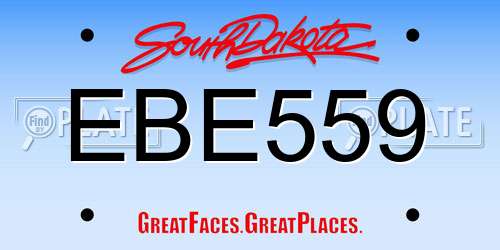 EBE559 South Dakota License Plate