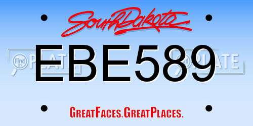EBE589 South Dakota License Plate