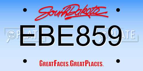 EBE859 South Dakota License Plate