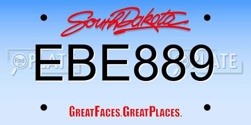 EBE889 South Dakota License Plate
