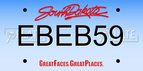 EBEB59 South Dakota License Plate