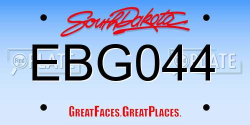 EBG044 South Dakota License Plate