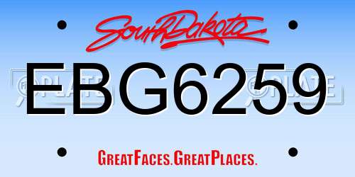 EBG6259 South Dakota License Plate