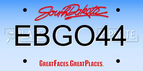 EBGO44 South Dakota License Plate