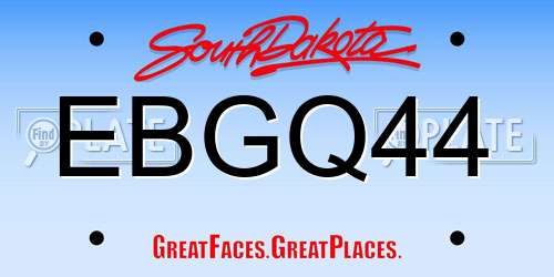 EBGQ44 South Dakota License Plate