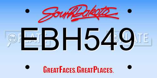 EBH549 South Dakota License Plate