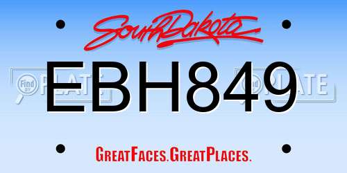 EBH849 South Dakota License Plate