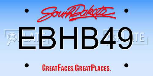 EBHB49 South Dakota License Plate
