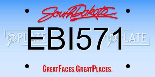 EBI571 South Dakota License Plate