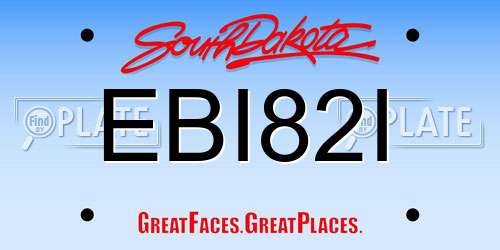 EBI82I South Dakota License Plate