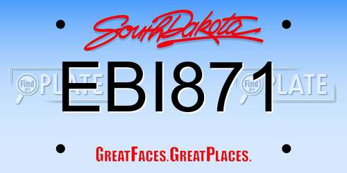 EBI871 South Dakota License Plate