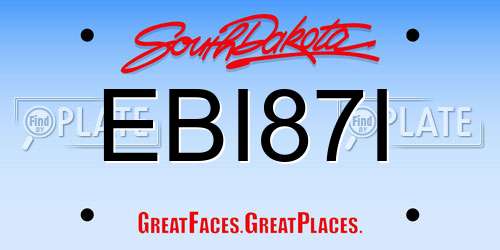 EBI87I South Dakota License Plate
