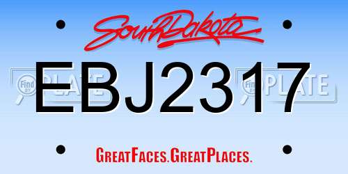 EBJ2317 South Dakota License Plate