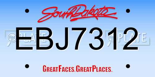 EBJ7312 South Dakota License Plate