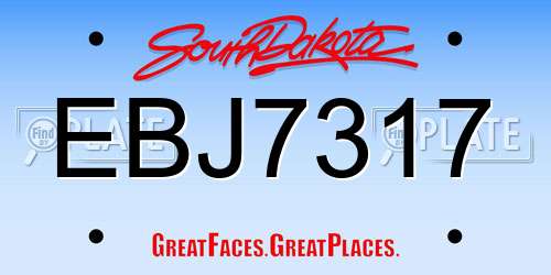 EBJ7317 South Dakota License Plate
