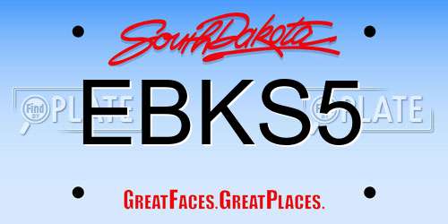 EBKS5 South Dakota License Plate