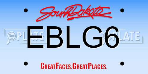EBLG6 South Dakota License Plate