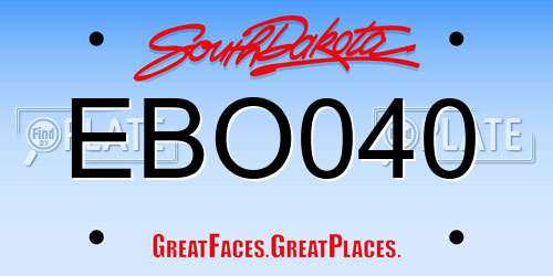EBO040 South Dakota License Plate