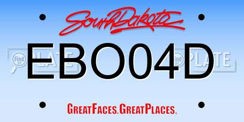 EBO04D South Dakota License Plate