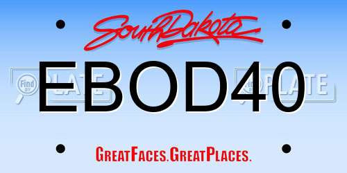 EBOD40 South Dakota License Plate