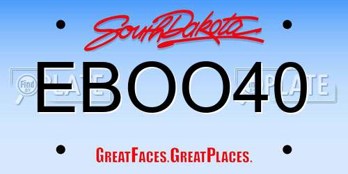 EBOO40 South Dakota License Plate