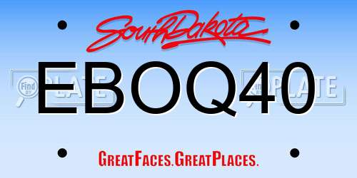 EBOQ40 South Dakota License Plate